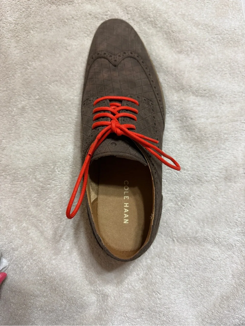 Cole Haan Brown Wingtip Oxford with Orange Laces